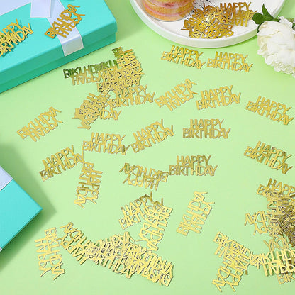 Gold Happy Birthday Confetti, Table Paper Scatter Golden Birthday Decorations for Party (0.03 lbs)