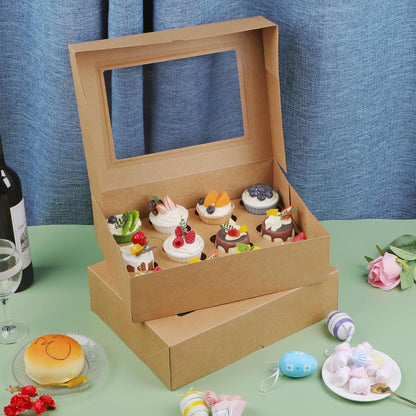 Svalor Cupcake Boxes, 6 Pack Disposable Cupcake Containers, Food Grade Cupcake Carrier 12 Count with Window and Inserts, Cupcake Transport Holders Bulk for Muffins Cookies Treats Dessert（White）