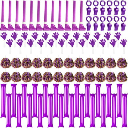 Yunsailing 96 Pcs Homecoming Noisemakers Team Spirit Accessories for Game Day Include Hand Clappers Cheerleading Pom Pom Thunder Stick Cheer Party Blower Plastic Whistle for Sport Fans(Gold)