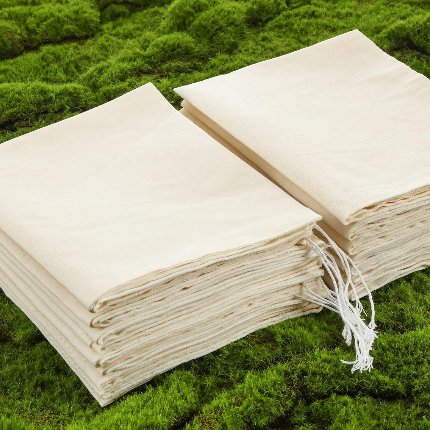 Tatuo 50 Pieces 4 x 6 Inches Muslin Cotton Drawstring Bags Canvas Linen Sachet Bag Reusable Empty Gift Pouch for Party Home Supplies