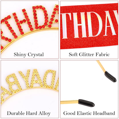 Aprince Birthday Baddie Sash and Tiara Crown for Women Girls Black Gold Happy Birthday Headband Accessiores Party Decorations