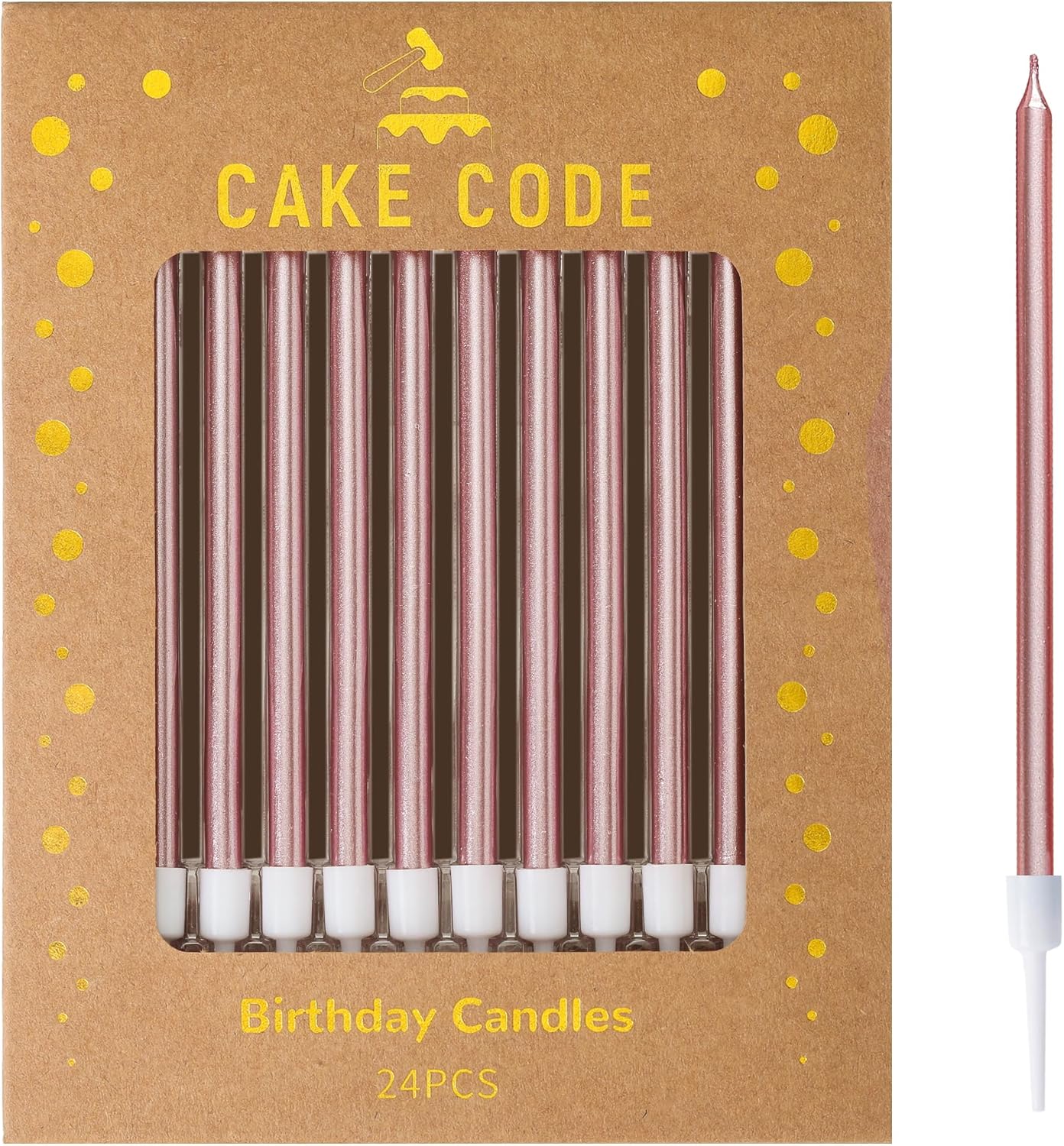 Pink Gold Long Thin Birthday Candles, Cake Candles, Birthday Parties, Wedding Decorations, Party Candles