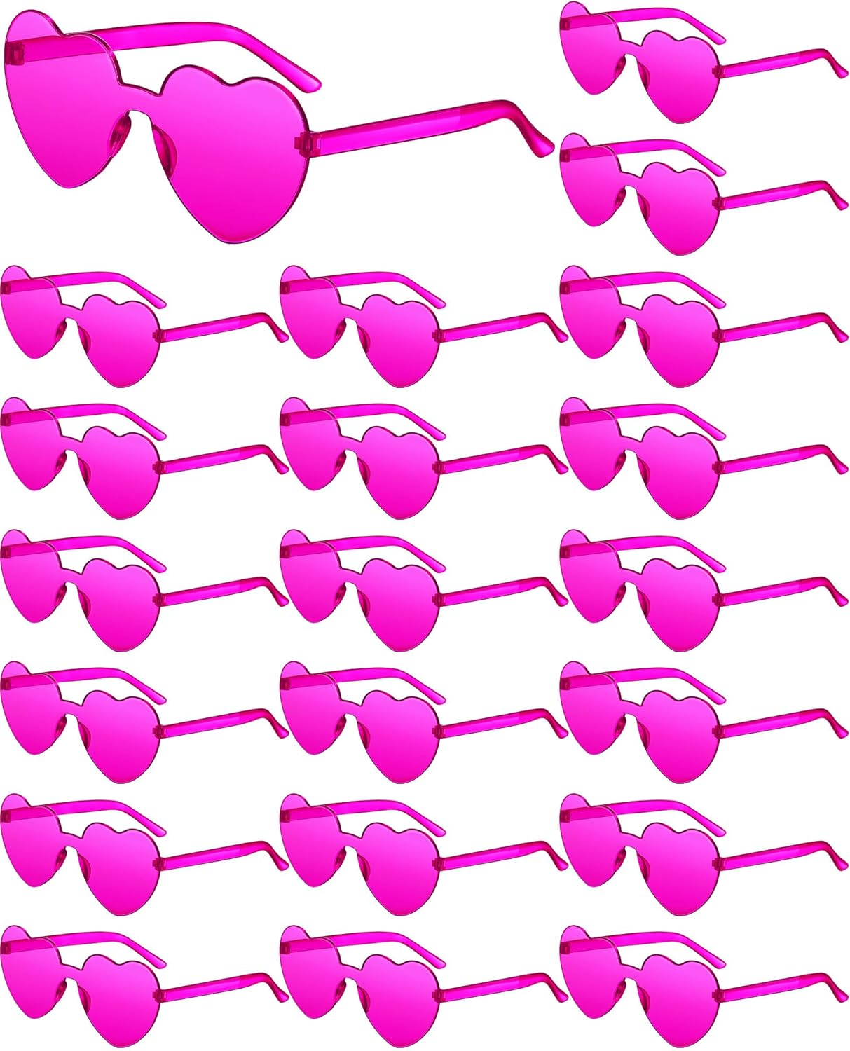 Frienda 20 Pairs Heart Shaped Sunglasses Rimless Candy Color Glasses for Women Men Party Favor