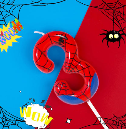 PHD CAKE 2.76 Inch Number 3 Spider Birthday Candles, Spider Cartoon Themed Number Candles, Cake Number Candles, Party Celebration