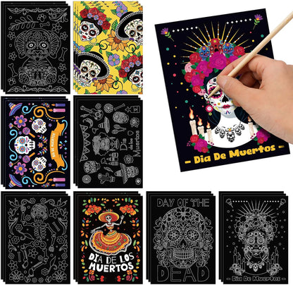 Marspark 24 Pcs Summer Crafts for Kids Bulk Color Your Own Summer Scratch Posters DIY Magic Scratch Paper Black Off Art Paper Gifts Kit Doodle Art for Home Holiday School Party Activities