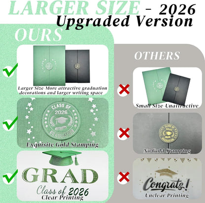 Green Graduation Party Decorations Class of 2026 - Extra Large 22" x 14" Graduation Guest Book to Sign Signature Board for Graduation Gifts Congrats Grad Party Favors Supplies Decor Keepsake