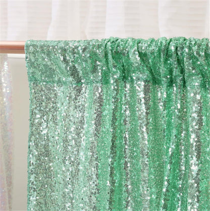 Poise3EHome Black Sequin Backdrop Curtains, 2 Panels 2FTx8FT Glitter Photo Booth Backdrop for Halloween Birthday Bachelorette Wednesday Twilight Party Decorations