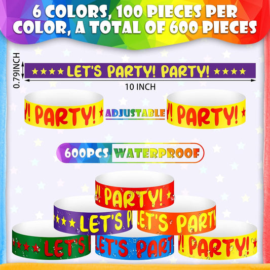Teling 600 Pack Wristbands Paper for Events Arm Bands for Parties Lightweight Neon Colored Hand Bands for Events Party(Mixed Colors)