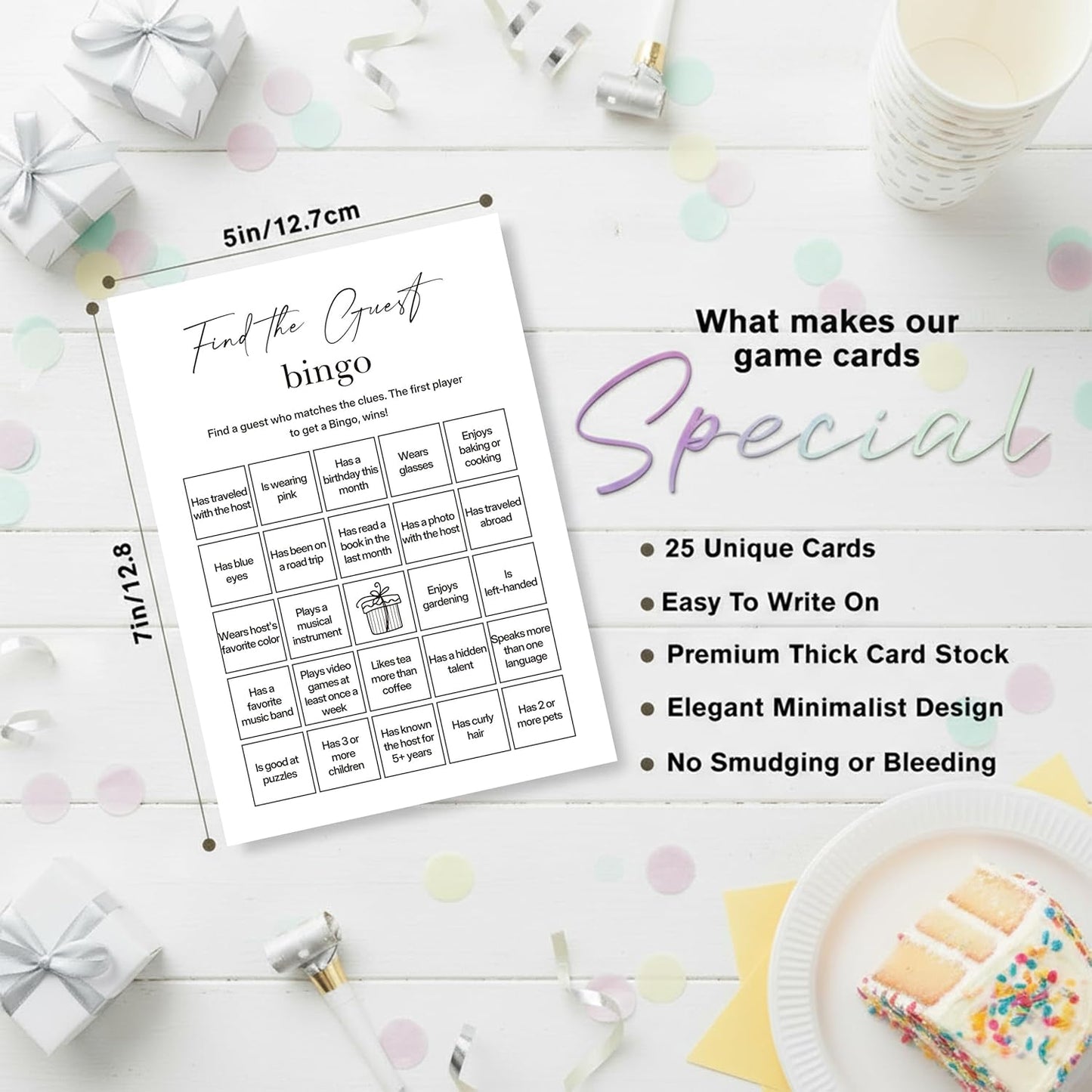 Find The Guest Bingo Cards – 25 Unique Cards, Icebreaker Party Games for Adults, Rustic Blush Pink Mingle Activity for Birthday Parties, Family Reunions, Office Events & Friendsgiving