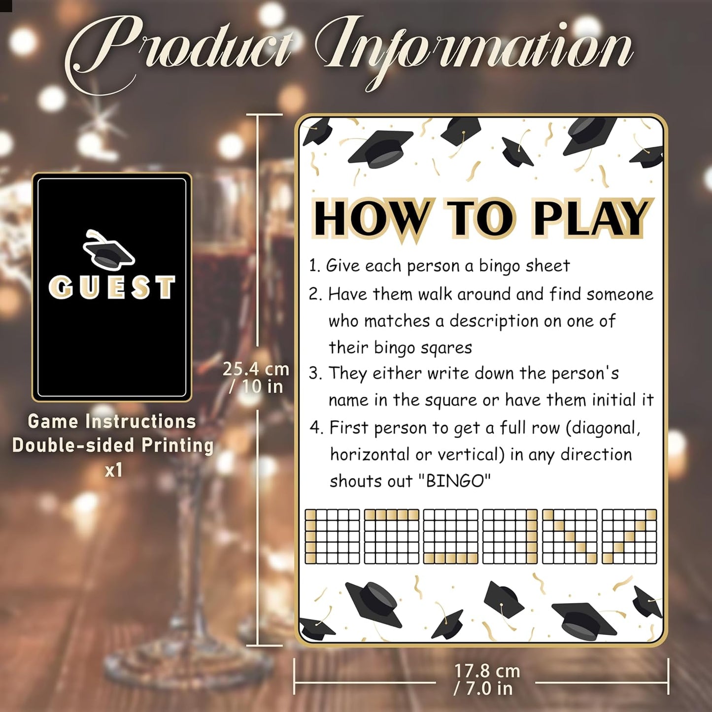 Graduations Bingo Cards, Find The Guest Bingo Game Cards, Graduation Game for 24 Players, Grad Party Ice Breaker Games, Graduation Celebration Party Supplies