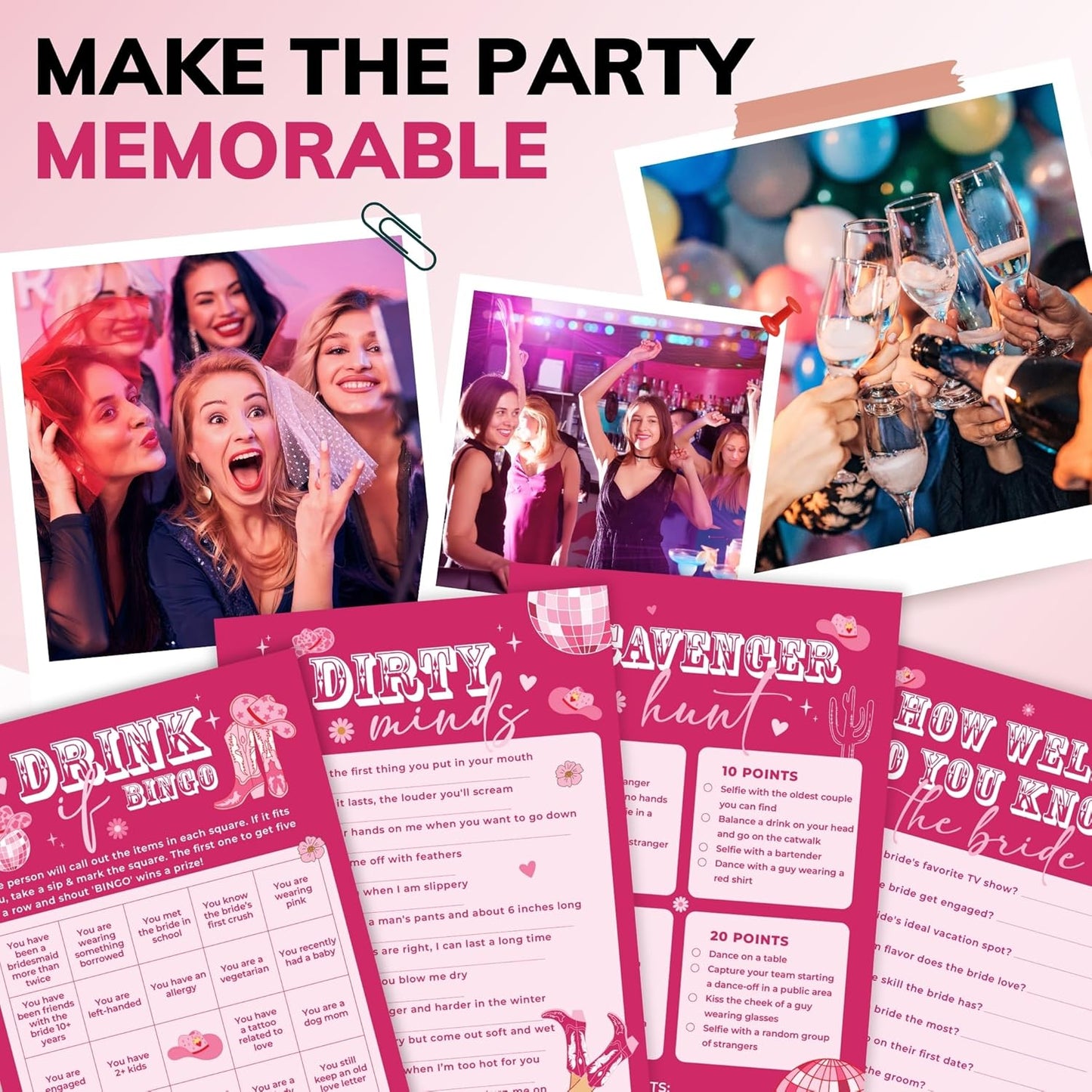 Stofinity Funny Bachelorette Party Games - Bachelorette Games For Parties Scavenger Hunt, Bach Game Bachelorette Bingo Card Games For Bridal Shower Game