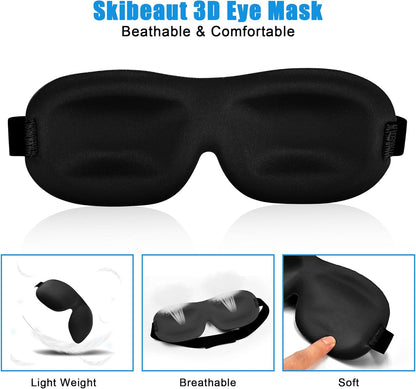 SkiBeau Cute 3D Sleeping Eye Mask Funny Blindfold 2 Pack Travel Sleep Masks Super Soft Weird Eye Cover for Men Women and Kids