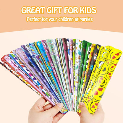 60 PCS Slap Bracelets for Kids, Christmas Gifts Colorful Bulk Wristbands with Galaxy, Dinosaurs, Donut, Valentine's Day, Easter, Halloween Party Favor, Birthday Gifts, Goodies Bag Fillers