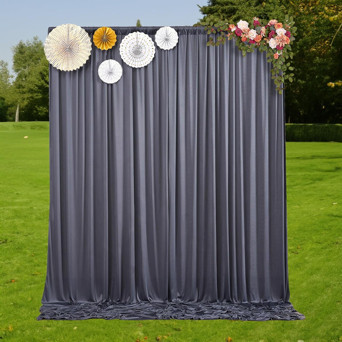 10 ft x 10 ft Wrinkle Free White Backdrop Curtains for Wedding Parties, Polyester Photography Backdrop Drapes for Birthday Parties Stage Backdrop Stand, 2 Panels 5x10FT Background Curtains