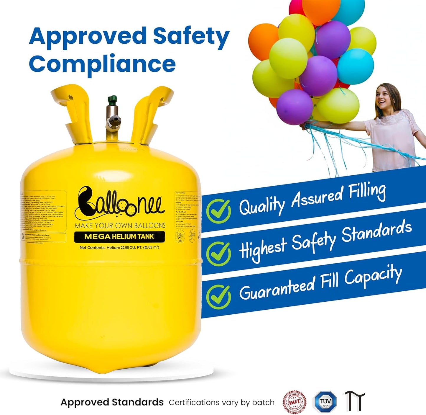 22L Helium Tank for Balloons at Home, Disposable Balloon Helium Tank Kit, Inflates Up to 100 Latex Balloons, Portable Balloon Pump for Birthday, Wedding & Party Decorations
