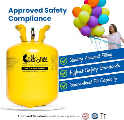 22L Helium Tank for Balloons at Home, Disposable Balloon Helium Tank Kit, Inflates Up to 100 Latex Balloons, Portable Balloon Pump for Birthday, Wedding & Party Decorations