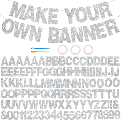BEISHIDA 116 PCS A-Z DIY Letter Banner Kit Make Your Own Banner Including 111 Letters and Numbers 3 Rope and 2 Threading Device,Customized for Birthday Graduation Wedding Decor Black