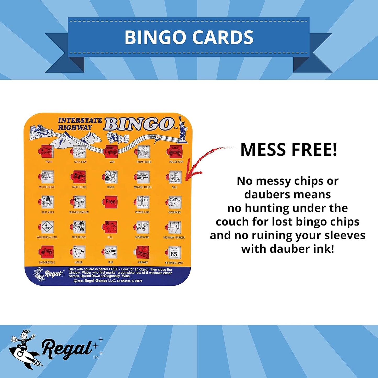 Regal Games Finger-Tip Shutter Bingo Cards with Sliding Windows - Auto Bingo Game Set - Assorted Travel Game for Adults & Kids - Reusable, No Chips & Daubers Needed - 4 Packs - Green