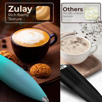 Zulay Kitchen Powerful Milk Frother Wand With Duracell Batteries - Ultra Fast Handheld Drink Mixer - Electric Whisk Foam Maker for Coffee, Lattes, Cappuccino & Matcha - Z1 Motor - Black - Colors D