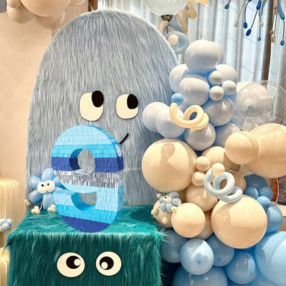 PCFING 20 Inch Number 3 Piñata Blue Silver with 30 Inch Piñata Stick Blindfold Confetti for Boys Girls Adults Birthday Party Decorations, Anniversary Celebration, Fiesta
