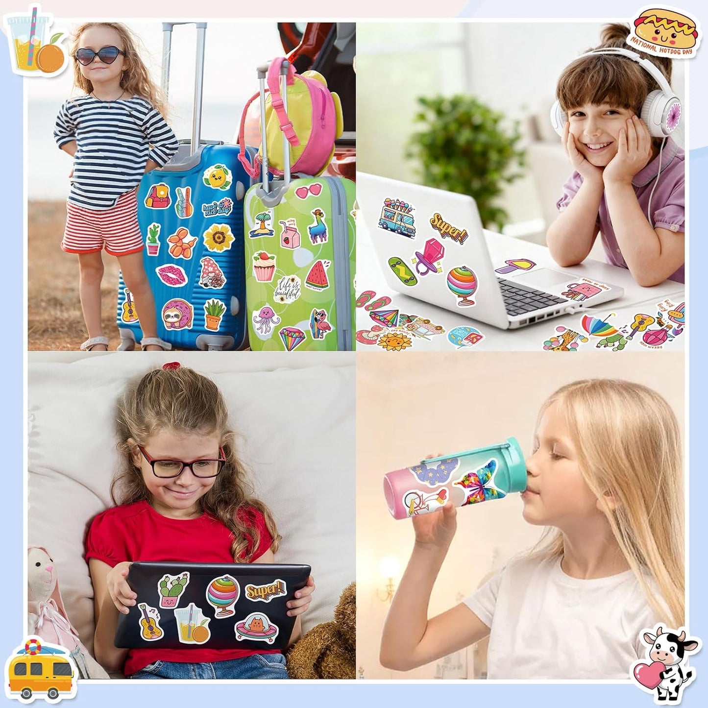 Wninbu 200 PCS Cute Stickers for Kids,Water Bottle Sticker Pack for Teens Girls Boys,Waterproof Vinyl Animal Stickers for Water Bottles,Skateboard,Laptop Students Classroom Decor Prizes (Cute 200 pcs)