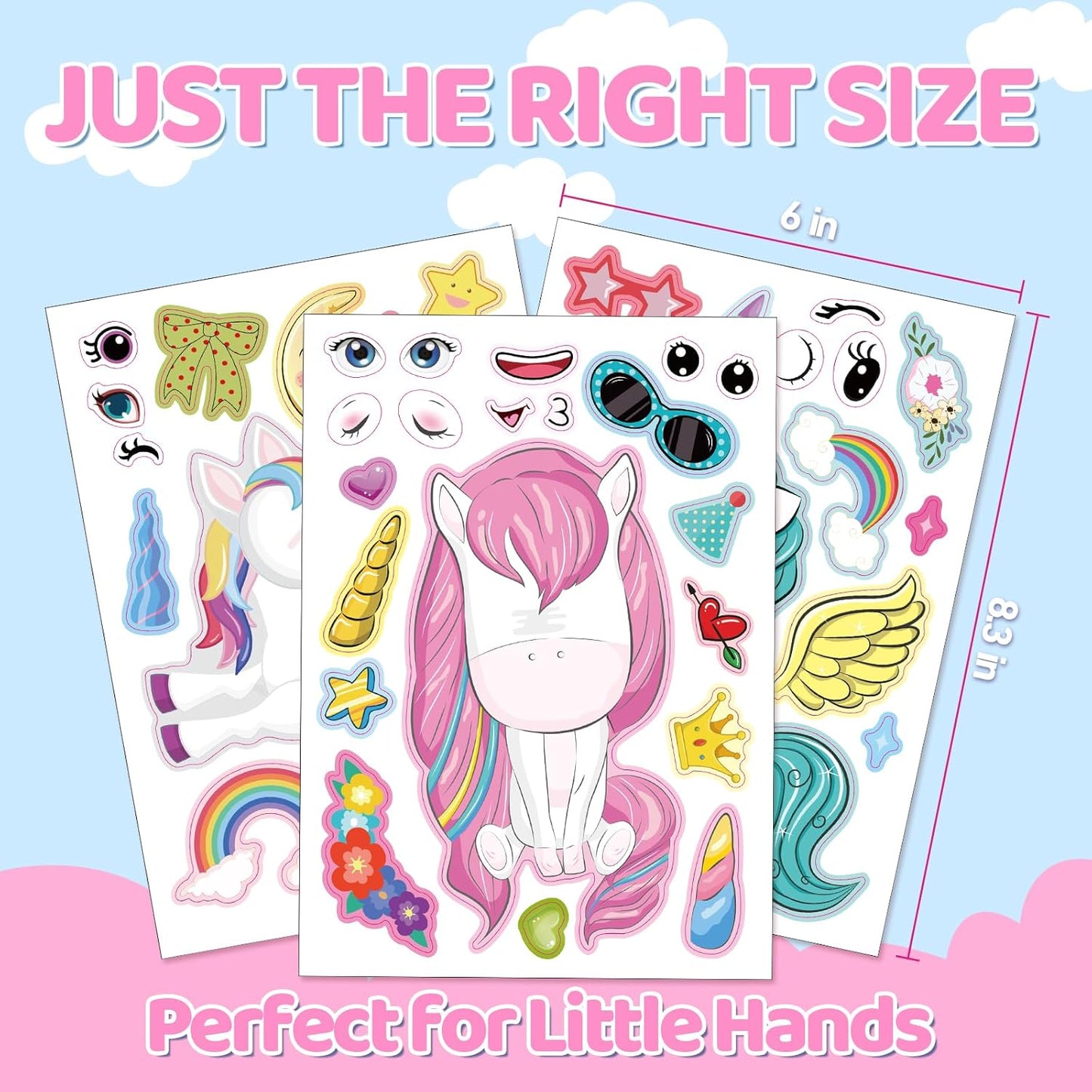 Aowplc 36 Pcs Make-A-Face Sticker Sheets Kids Party Favors Mix and Match Stickers with Dinosaurs, Mermaids, Unicorns, Horses, Farm & Sea Animals for Parties, Birthdays, Classroom Activities & Crafts