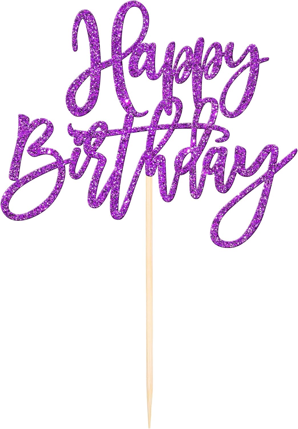 ZHUOWEISM 1 PCS Gold Happy Birthday & Anniversary Cake Topper