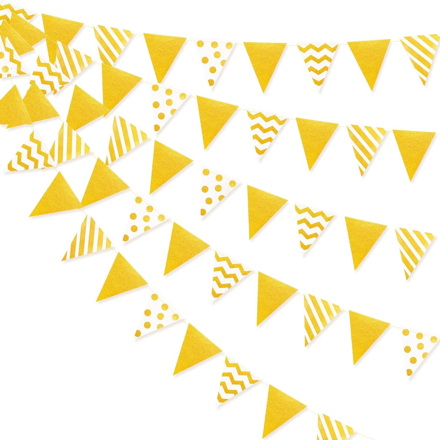 30Ft Navy Blue Gold and Beige Party Decorations Royal Blue Gold Triangle Flag Pennant Banner Bunting for Graduation Birthday Wedding Bridal Shower Nautical Ahoy Achor Theme Party Decorations Supplies