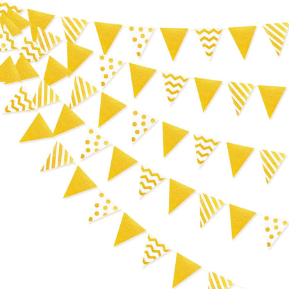 30Ft Navy Blue Gold and Beige Party Decorations Royal Blue Gold Triangle Flag Pennant Banner Bunting for Graduation Birthday Wedding Bridal Shower Nautical Ahoy Achor Theme Party Decorations Supplies