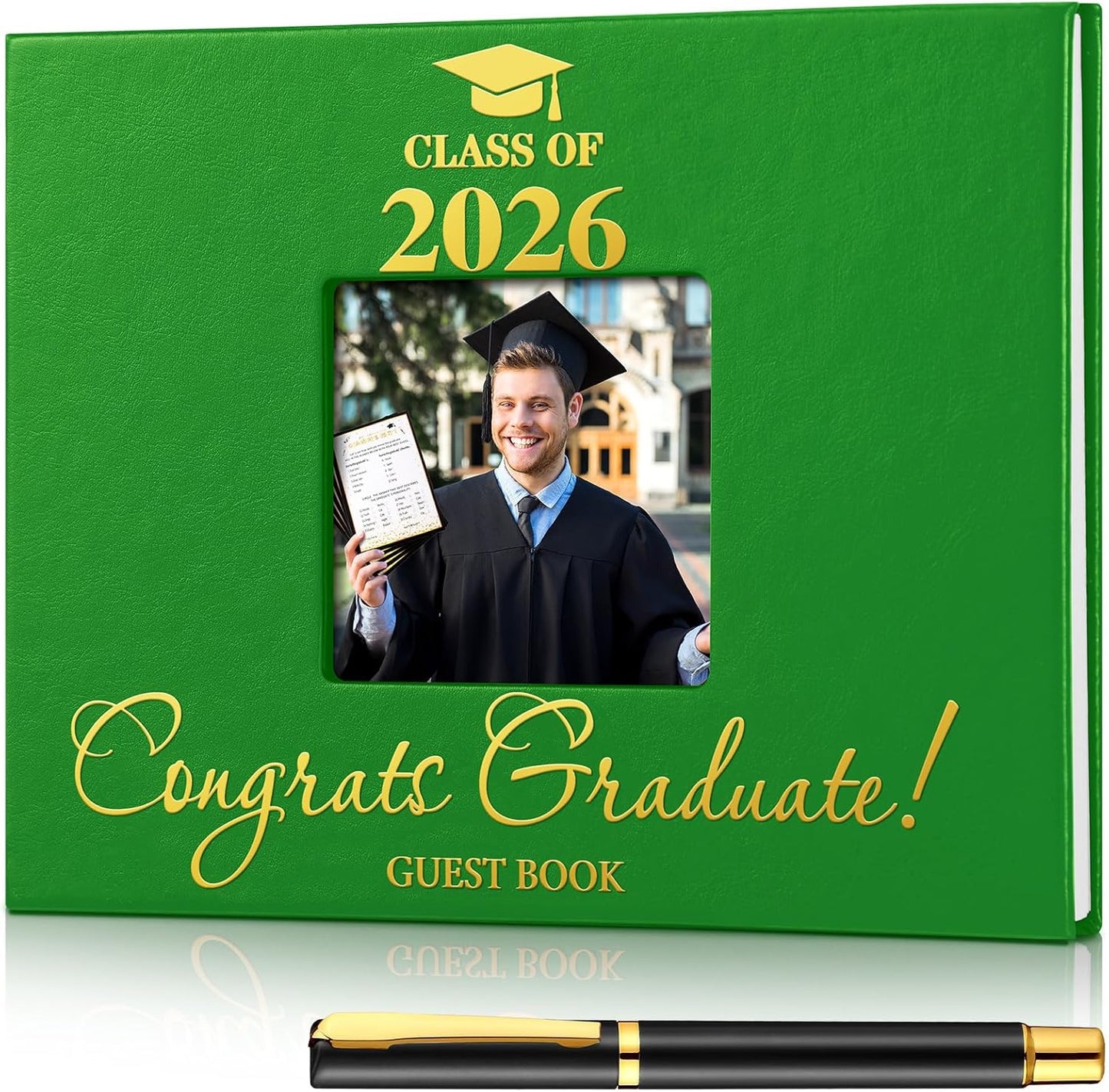 Geyoga 2026 Graduation Guest Book with Pen, 144 Pages Class of 2026 Graduation Party Guest Sign in Book Memory Scrapbook for High School Senior Nights College Grad Gifts, 6 x 8 Inch(Black)