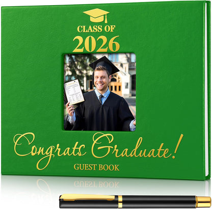 Geyoga 2026 Graduation Guest Book with Pen, 144 Pages Class of 2026 Graduation Party Guest Sign in Book Memory Scrapbook for High School Senior Nights College Grad Gifts, 6 x 8 Inch(Black)