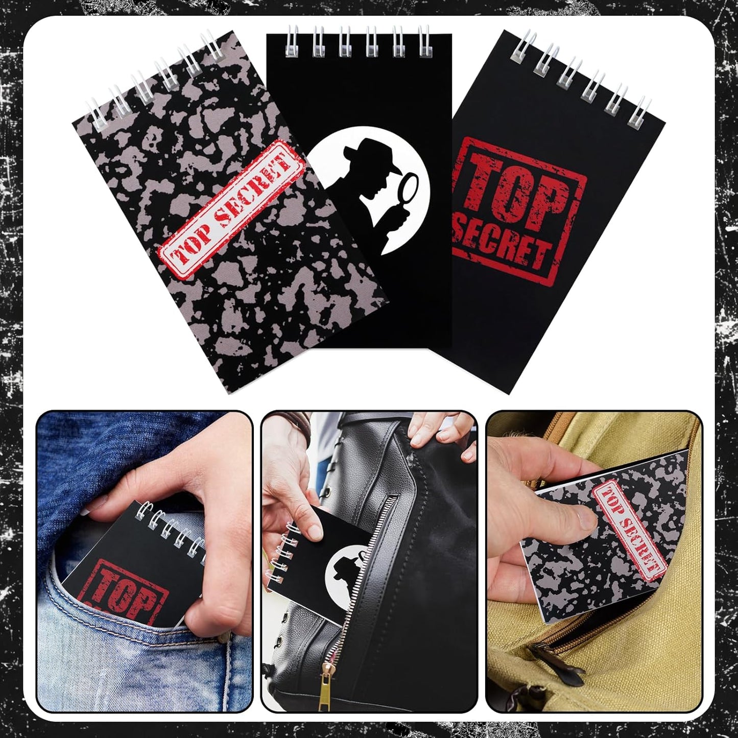 Hooqict 24 Pack Top Secret Mini Notebooks for Detective Party Favors Small Pocket Notebook Spiral Notepads for Mystery Decorations Goodie Bag Stuffers Pinata Fillers