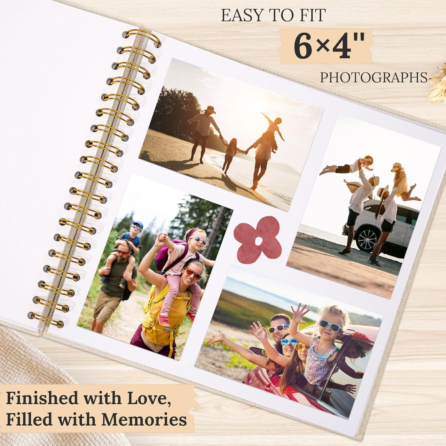 8 x 8 Inch Scrapbook Photo Album Linen Cover 20 Sheets/ 40 Pages, Hardcover Kraft White Pages Memory Book, for Travel Wedding Guest Book Christmas Baby Shower Fits 4x6 & Instant Photos, Beige