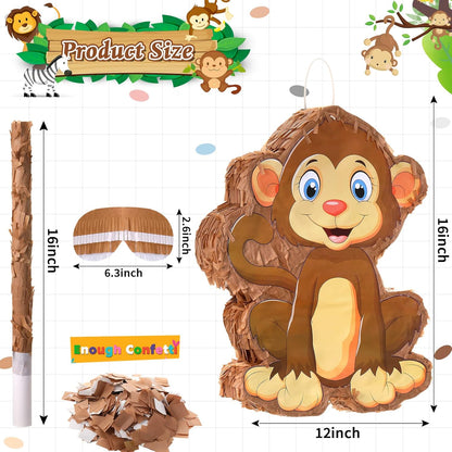 Sratte Piñata Bundle with a Blindfold and Bat (16 x 12 x 3 Inches), Cute Animal Piñata for Birthday Party Toys Decoration for Animal Theme Birthday Party Game Supplies Photo Prop(Giraffe)