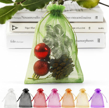 ANZNKU 50 Pack Organza Bags 5 x 7 in White Small Mesh Gift Bags Bulk Drawstring for Wedding Party Favors, Little Goodie Bag for Candy Jewelry Soap Makeup, Treat Sachet Pouch for Mothers Gifts Wrap