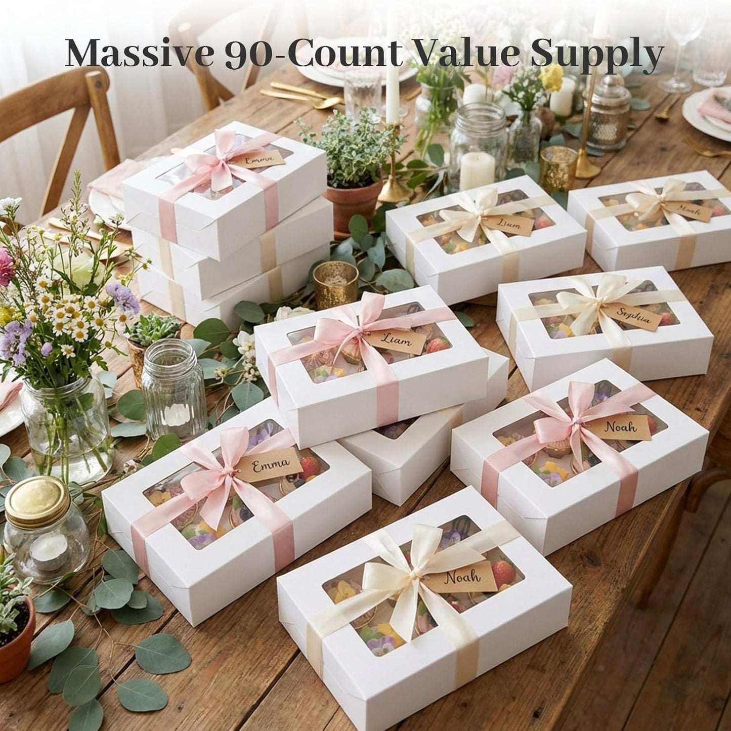 VGOODALL 6PCS White Cupcake Boxes, 6 Count Cupcake Containers with Window Holding 36 Pastry Box for Birthday Holiday Party Bakery Supplies