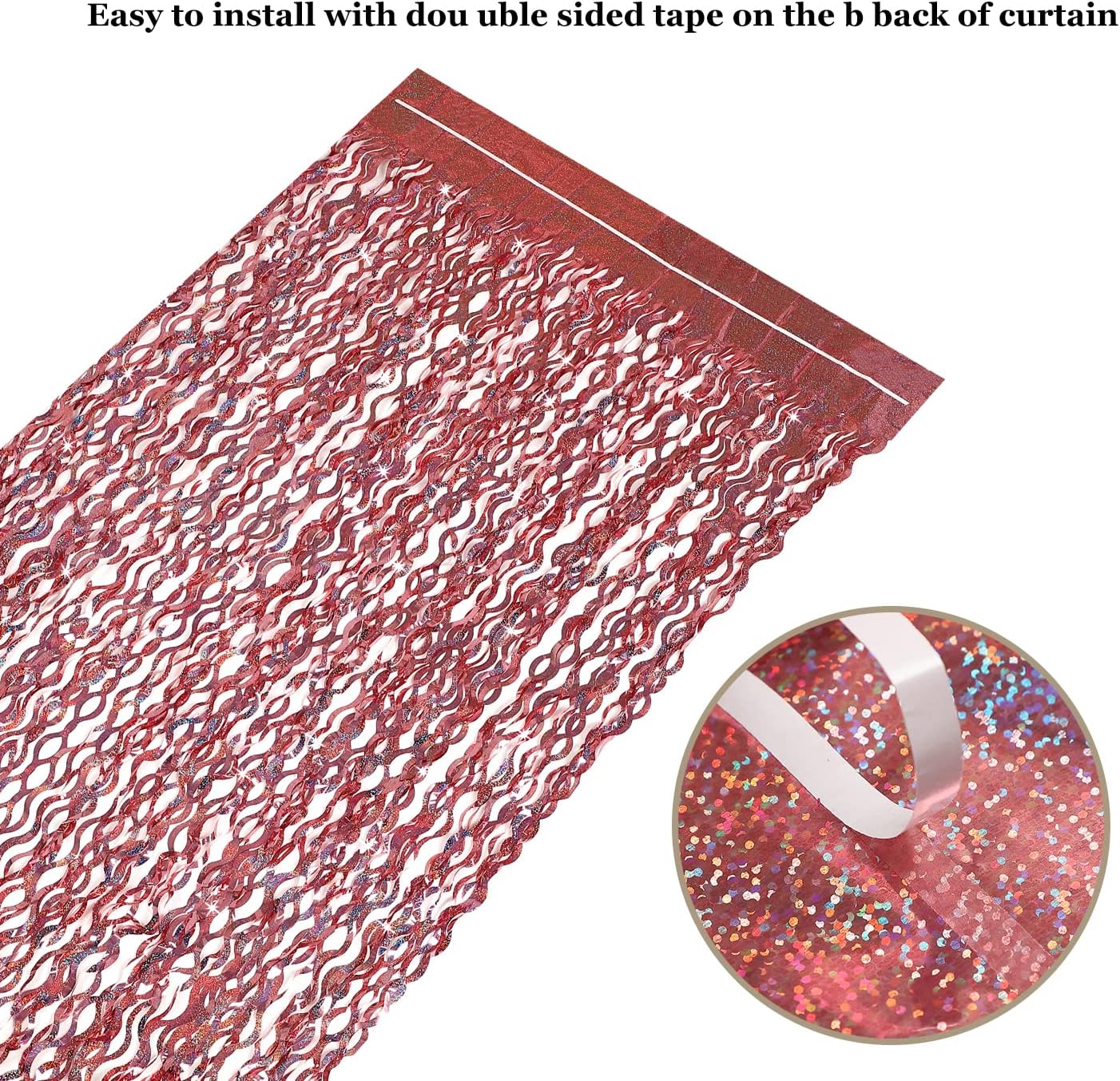 3 Pack Colorful Foil Fringe Curtain Backdrop - 6.6 x 3.3 ft Wavy Rainbow Tinsel Backdrop Curtain Metallic Streamers Iridescent Holiday Photo Booth Party Decorations
