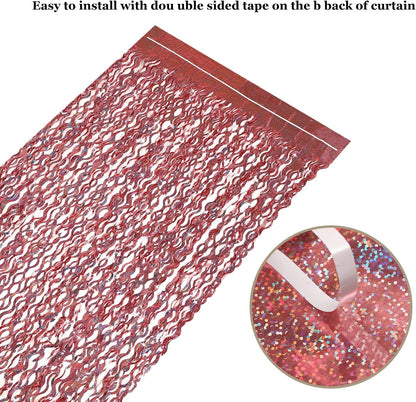 3 Pack Colorful Foil Fringe Curtain Backdrop - 6.6 x 3.3 ft Wavy Rainbow Tinsel Backdrop Curtain Metallic Streamers Iridescent Holiday Photo Booth Party Decorations