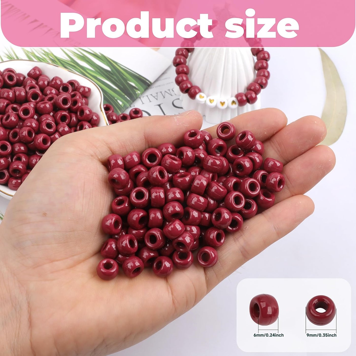 1000Pcs Glow in The Dark Pony Beads 9mm Plastic Kandi Beads Bulk for Friendship Bracelet Necklace Craft Jewelry Making Beads for Hair Braids 9 Color