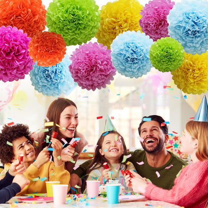Pastel Tissue Paper Pom Poms Colorful Easter Macaron Kids Birthday Wedding Shower Tissue Flower Hanging Party Supplies(12pcs)