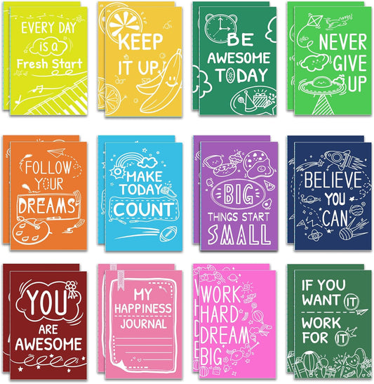 24 Packs - Gifts in Bulk Mini Inspirational Notebooks for Party Favors, Small Motivational Notepads, Cute Notebooks for Coworkers, Gifts from Teacher