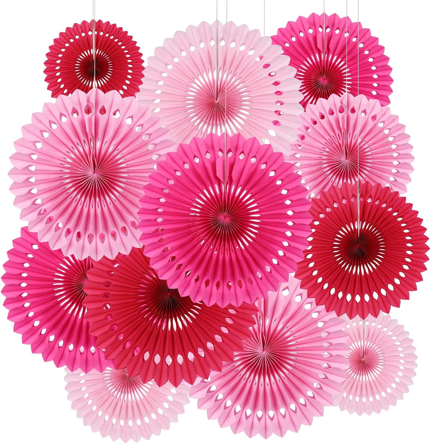 BestoFun 12PCS Paper Fans Hot Pink Party Decorations Tissue Paper Flowers Decorations Hanging Honeycomb Round Paper Fans Decoration for Girl Groovy Birthday Baby Shower Wedding