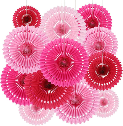 BestoFun 12PCS Paper Fans Hot Pink Party Decorations Tissue Paper Flowers Decorations Hanging Honeycomb Round Paper Fans Decoration for Girl Groovy Birthday Baby Shower Wedding