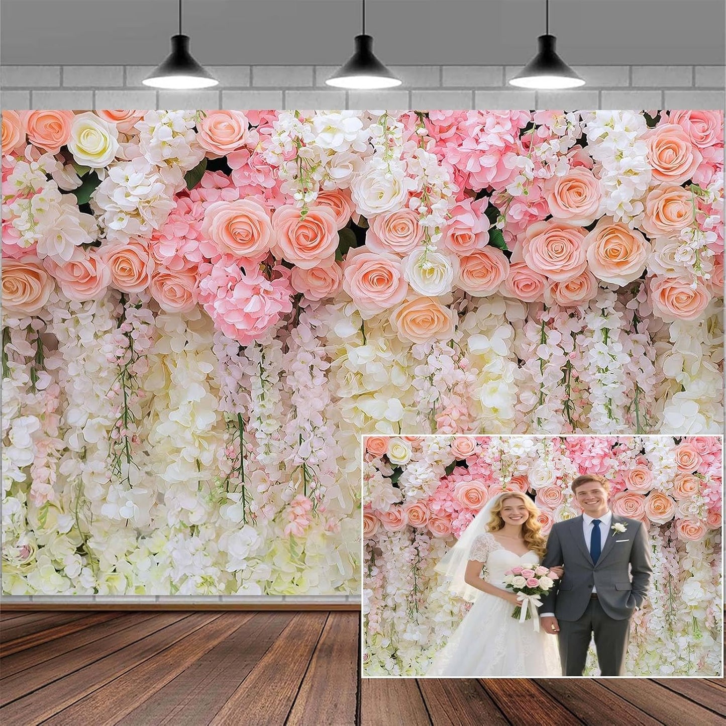 10x8ft Country Wedding Photography Backdrop Rustic Barn Door Photography Backdrop Farmhouse Pink Flower Cabin Wooden Birthday Baby Shower Wedding Bridal Party Banner Photo Booth Props Background