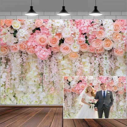 10x8ft Country Wedding Photography Backdrop Rustic Barn Door Photography Backdrop Farmhouse Pink Flower Cabin Wooden Birthday Baby Shower Wedding Bridal Party Banner Photo Booth Props Background