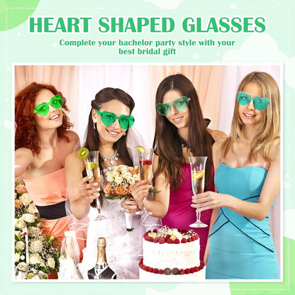 Frienda 8 Pairs Heart Shaped Sunglasses for Women Rimless Heart Glasses Candy Color Sunglasses for Party Favor