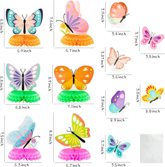 PANTIDE 12Pcs Spring Butterfly Honeycomb Centerpieces Table Toppers 3D Butterfly Table Decorations Springtime Summer Photo Booth Props for Kids Girls Baby Shower Birthday Party Wedding