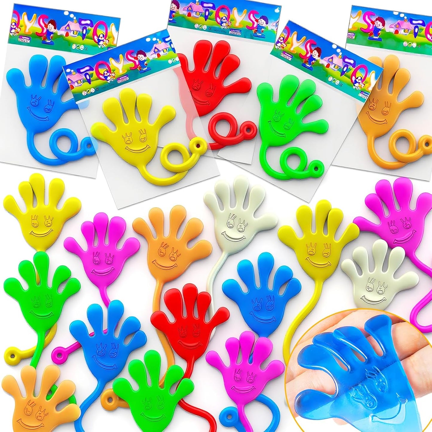 Armaytoy 20Pack Glow in Dark Glitter Sticky Hands Party Favors for Kids Pinata Goodie Bag Stuffers Classroom Prizes Birthday Stretchy Treat Trinkets Treasure Box Bulk Toys