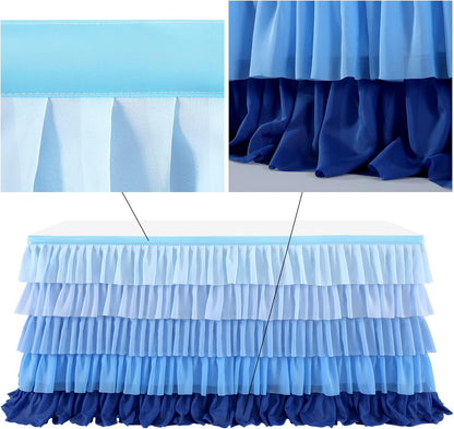 Pastel Rainbow Table Skirt Ruffle Party Tablecloth for Rectangle Table 6ft Birthday Party Baby Shower
