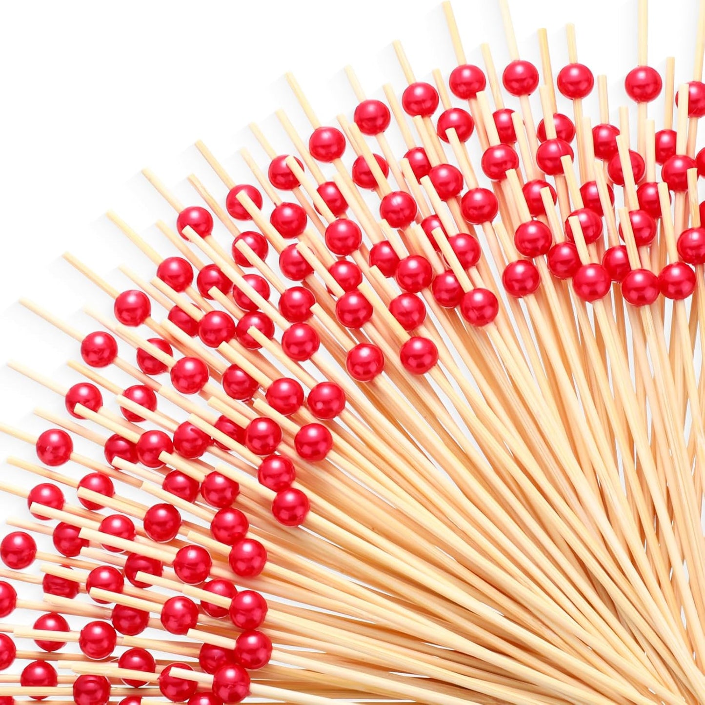 Reallnaive 600 Pcs Cocktail Pick Pearl Fancy Toothpick for Appetizer 4.7 Inch Long Skewer for Drink Fruit Food Bamboo Stick Wedding Bridal Shower Decoration Charcuterie Accessories (White)